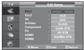 SAMSUNG LE-46N71B - Editing the Input Source Names - 1