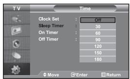 SAMSUNG LE-46N71B - Setting and Displaying the Current Time - 2