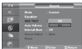 SAMSUNG LE-46N71B - Setting the TruSurround XT (SRS TSXT) - 1