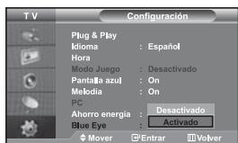 SAMSUNG LE-46N71B - Ajuste del modo Blue Eye (Ojo azul) - 1