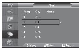 SAMSUNG LE-46N71B - Sorting the Stored Channels - 1