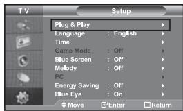 SAMSUNG LE-46N71B - When the TV is initially powered on, several basic settings proceed automatically and subsequently. The following settings are available. - 1