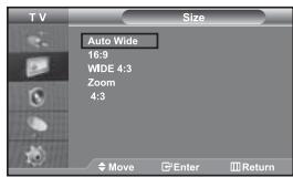 SAMSUNG LE-46N71B - Changing the Picture Size - 1