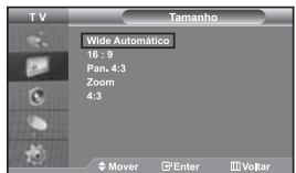 SAMSUNG LE-46N71B - Seleccionar o tamanho da imagem - 1