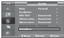 SAMSUNG LE-46N71B - Reajuste de values de sonido a los valeurs predefinidos de fabrica - 1