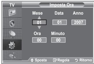 TV Imposta Ora Mese Data Anno 01 01 2007 Ora Minuto 00 00 Sposta Regola Ritorno