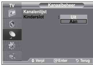 Kanaalbeheer Kanalenlijst Kinderslot : Uit Aan Verpl Enter Terug