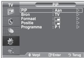 TV PIP PIP : Aan Bron : TV Formaat : □ Positie : □ Programma : P 1 Verpl Enter Terug