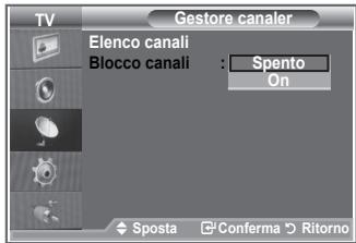TV Gestore canaler Elenco canali Blocco canali : Spento On Sposta Conferma Ritorno