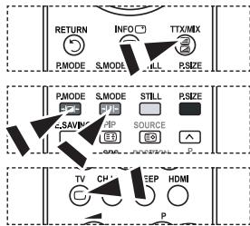 RETURN INFO TTX/MX PMODE S.MODE R.L P.SIZE PMODE S.MODE STILL P.SIZE S.SAVN PIP SOURCE TV CH SEP HDMI P