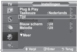 TV Plug & Play Taalkeuze : Nederlands 1ijd Speimodus : Uit Blauw scherm : Uit Melodie : Uit PC ▼Meer ◆ Verpl □Enter ▶ Terug