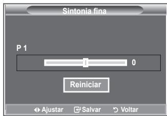 Sintonia fina P 1 0 Reiniciar Ajustar Salvar Voltar