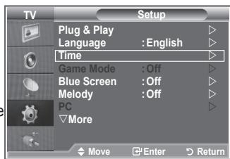 TV Setup Plug & Play Language : English Time Game Mode : Off Blue Screen : Off Melody : Off PC More Move Enter Return