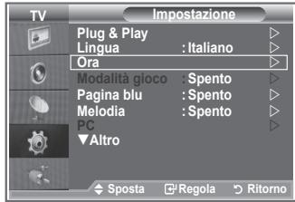 TV Plug & Play Lingua : Italiano Ora Modalità gioco : Spento Pagina blu : Spento Melodia : Spento PC ▼Altro ◆ Sposta □ Regola □ Ritorno