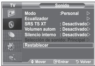 SAMSUNG LE23R86BD - Reajuste de los values del sonido a los values predefinidos de fabrica - 1