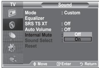 SAMSUNG LE23R86BD - Selecting the Internal Mute - 2