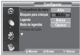 SAMSUNG LE23R86BD - Pode definir a transparência do menu. - 1