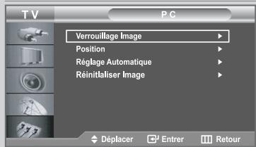 TV PC Verrouillage Image Position Réglage Automatique Réinitialiser Image Déplacer Entrer Retour