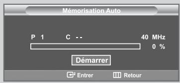 Mémorisation Auto P 1 C -- 40 MHz 0 % Démarrer Entrer Retour