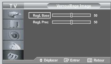 TV Verrouillage Image Regl. Base 50 Regl. Prec 50 Déplacer Entrer Retour