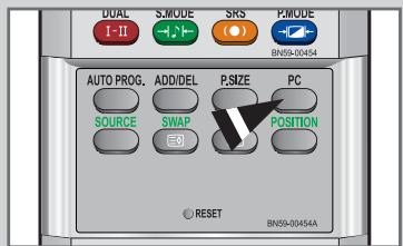 DUAL I-II S.MODE SRS P.MODE BN59-00454 AUTO PROG. ADD/DEL P,SIZE PC SOURCE SWAP POSITION RESET BN59-00454A