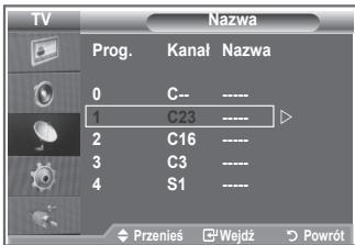 SAMSUNG LE26S81B - Jeżeli wraz z sygnałem nadawca emituje informacje o kanale, nazwa zostaje przypisana kanałowi automatycznie. Nazwę tę można później zmienić na dowolną inną. - 2