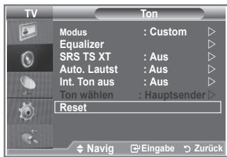 SAMSUNG LE26S81B - Zurücksetzen der Toneinstellungen auf die werkseitig festgelegten Standardwerte - 1