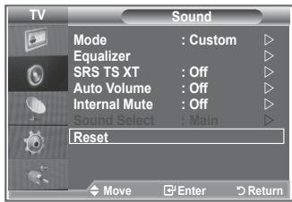SAMSUNG LE26S81B - Resetting the Sound Settings to the Factory Defaults - 1