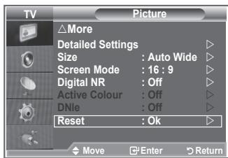 SAMSUNG LE26S81B - Resetting the Picture Settings to the Factory Defaults - 1