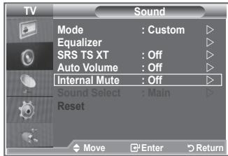 SAMSUNG LE26S81B - Selecting the Internal Mute - 1