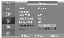 SAMSUNG LE27S71B - Selecting the Internal Mute - 2