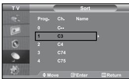 SAMSUNG LE27S71B - Sorting the Stored Channels - 1