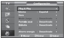 SAMSUNG LE27S71B - Cuando el equipo se enciende por primera vez, se presenta automáticamente una serie de opciones de configuración básicas. Los ajustes siguientes están disponibles. - 1