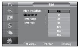 SAMSUNG LE27S71B - U kunt de klok van de TV zodanig instellen dat de huidige tijd wordt weergegeven wanneer u op de toets INFO drukt. U moet de tijd eveneens instellen als u gebruik wilt maken van de automatische aan/uit-timers. - 1