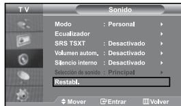 SAMSUNG LE27S71B - Reajuste de valores de sonido a los valores predefinidos de fábrica - 1
