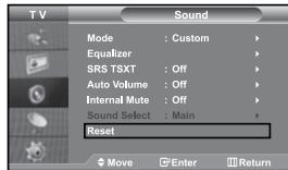 SAMSUNG LE27S71B - Resetting the Sound Settings to the Factory Defaults - 1