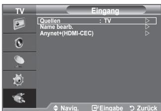 SAMSUNG LE32A450 - Sie können zwischen den an den Eingangsbuchsen des Fernsehgerats angeschlossenen externen Quellen auswahlen. - 1
