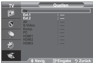 SAMSUNG LE32A450 - Sie können zwischen den an den Eingangsbuchsen des Fernsehgerats angeschlossenen externen Quellen auswahlen. - 2