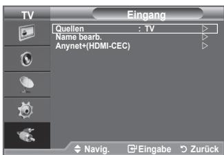 SAMSUNG LE32A450C2 - Sie können zwischen den an den Eingangsbuchsen des Fernsehgeräts angeschlossenen externen Quellen auswählen. - 1