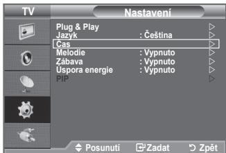 TV Nastavení Plug & Play Jazyk : Čeština Cas Melodie : Vypnuto Zábava : Vypnuto Uspora energie : Vypnuto PIP Posunutí Zadat Zpět