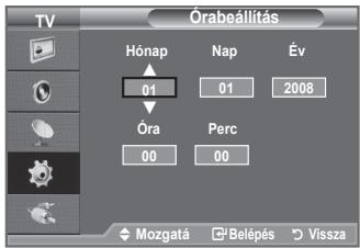 TV Órabeállítás Hónap Nap Év 01 01 2008 Óra Perc 00 00 ♦ Mozgatá □ Belépés ▶ Vissza