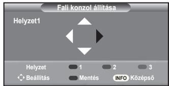 Fali konzol állítása Helyzet1 Helyzet 1 2 3 Beállítás Mentés INFO Középső