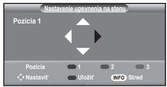 Nastavenie upevnenia na stenu Pozícia 1 Pozícia 1 2 3 Nastavit' Uložit' INFO Stred