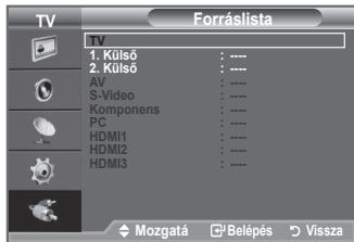 TV Forráslista 1. Kuísó : ---- 2. Kuísó : ---- AV : ---- S-Video : ---- Komponens : ---- PC : ---- HDMI1 : ---- HDMI2 : ---- HDMI3 : ---- Mozgatá Belépés Vissza