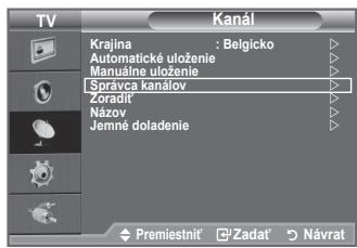 TV Správca kanálov Žoznam kanálov Detská zámka : Vyp. Premiestnit' Zadat' Návrat