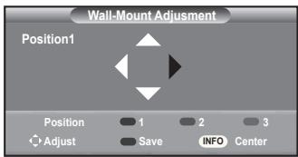 Wall-Mount Adjustment Position1 Position 1 2 3 Adjust Save INFO Center