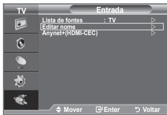 TV Lista de fontes : TV Editar nome Anynet+(HDMI-CEC) Mover Enter Voltar