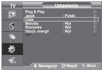 TV Ustawienia Plug & Play Jezyk : Polski Czas Melodia : Wyl Rozrywka : Wyl Oszcz. energii : Wyl PHP Nawigacja Wejdź Wróć