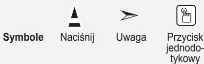 Symbole Naciśnij Uwaga Przycisk jednodotykowy