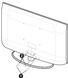 Technical diagram of a monitor with labeled parts and angle annotations